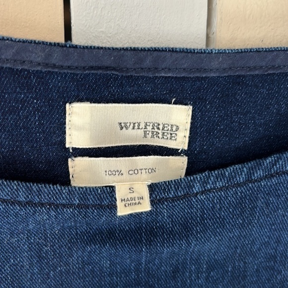 Aritzia Wilfred Free Denim Nori Dress, raw hem, pockets, women’s size small - Picture 4 of 10